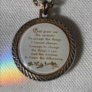 Vintage Serenity Prayer Pendant Necklace